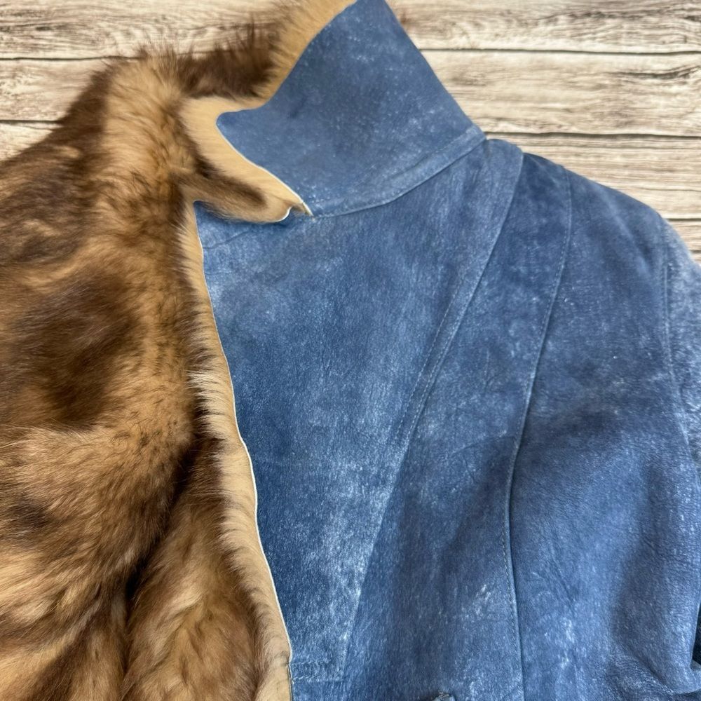 Gold East Spain Women’s Vintage Suede Leather Crop Coat Jacket Medium M - Picture 8 of 16